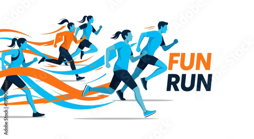 Energetic Runners Embark On A Fun Run Depicting Fitness, Health, and Community Spirit