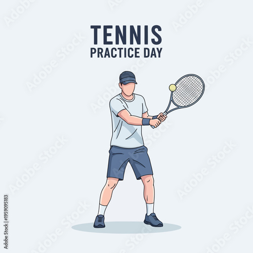 Energetic Tennis Player During Match Practice A Dynamic Sports Illustration