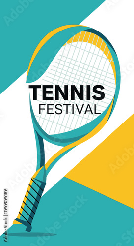 Energetic Tennis Festival Graphic With Racket Design