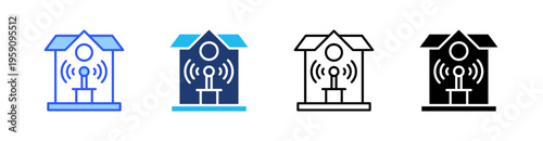 Wifi Hotspot Multi Style Icon Set Vector 