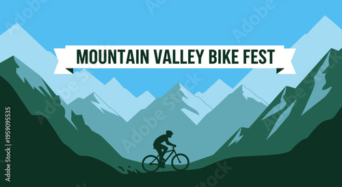 Epic Mountain Valley Bike Fest Adventure Illustration
