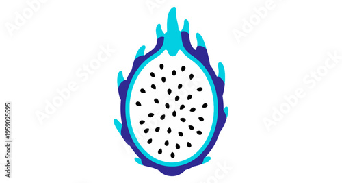 Dragon Fruit Half Slice Isolated Vibrant Blue and White Exotic Tropical Fruit Detail