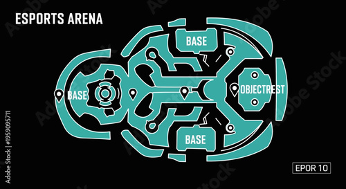 Esports Arena Map Design for Strategy and Gaming Layout of Battleground Blueprint