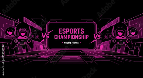 Esports Championship Online Finals Versus Competition Digital Gaming Tournament Vibrant Neon