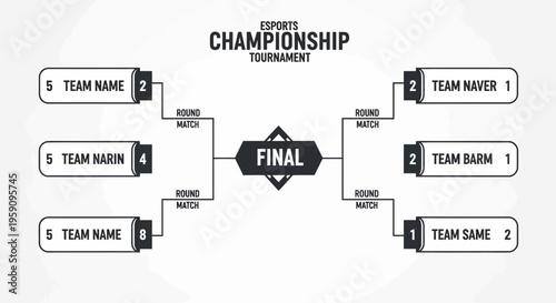Esports Championship Tournament Bracket Design With Team Names And Rounds