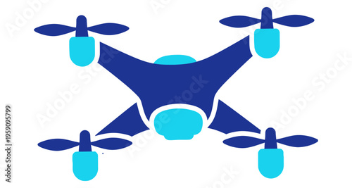 Four Rotor Drone Flying Aerial Vehicle Technology Gadget Blue Cyan Flat Icon