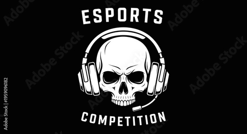 Esports Skull Headphones Competition Graphic Design