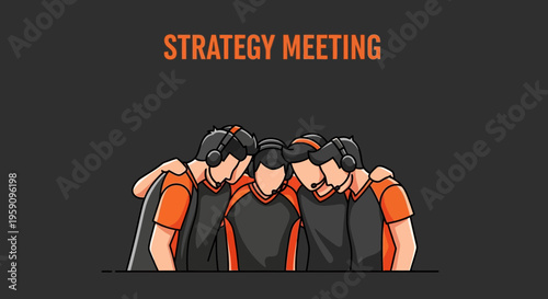 Esports Team Huddle For Strategic Planning And Collaboration