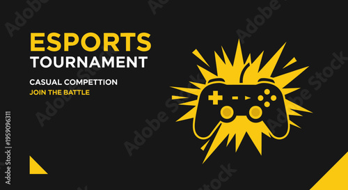Esports Tournament Invitation: Casual Competition, Join the Battle with Controller Graphics