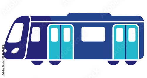 Modern Train Side View Blue and Teal Flat Design Urban Transportation Concept