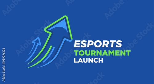 Esports Tournament Launch Graphic Design With Upward Arrows
