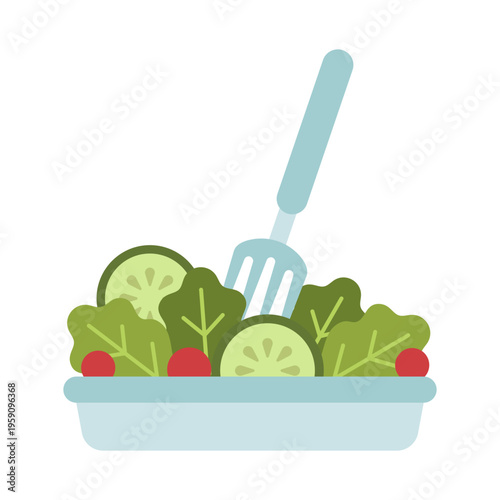 Healthy Salad Plate with Fork Fresh Vegetables Balanced Meal Clean Eating Concept