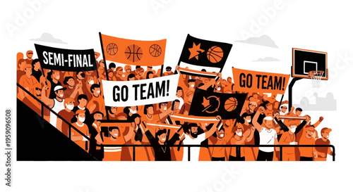 Excited Basketball Fans Cheer On Their Team In A Packed Stadium