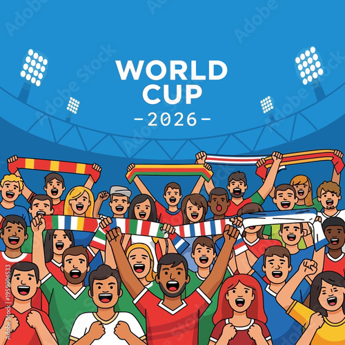 Excited Crowd Cheering At The World Cup 2026 Sporting Event