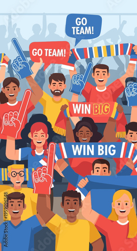 Excited Crowd Cheering For Victory And Supporting Their Favorite Team