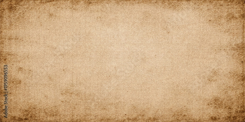 A blank sheet of aged parchment featuring a stained brown vintage paper texture with a worn grunge pattern on an antique beige surface for a retro design