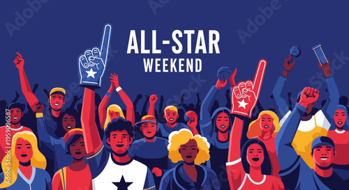 Excited Crowd Cheers At All Star Weekend Sports Event Celebration