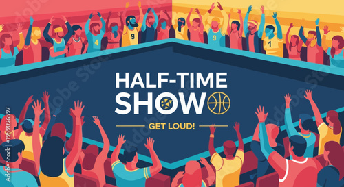 Excited Crowd Cheers During Basketball Game Half-Time Show Get Loud