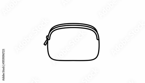 Simple Line Drawing of a Cosmetic Bag on White Background