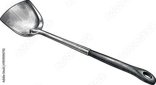 Metal spatula kitchen tool hand drawn vintage engraving sketch vector