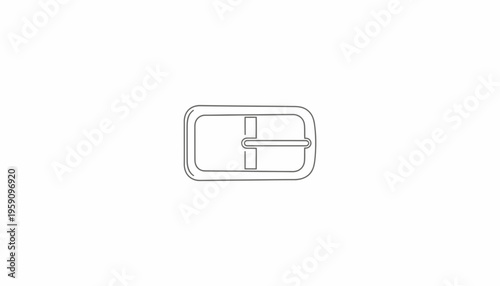 Simple Line Drawing of a Metal Belt Buckle on White Background