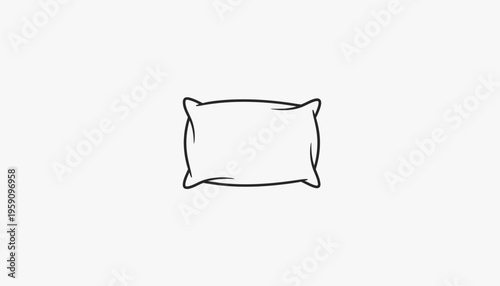 Simple Line Drawing of a Pillow on a White Background
