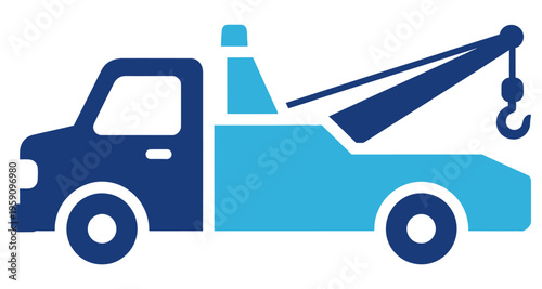 Tow Truck Vehicle Assistance Lifting Crane Hook Service Flatbed Transport Transportation Vector Graphic