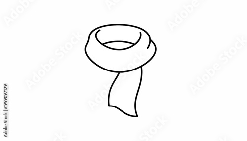 Simple line drawing of a scarf, winter accessory, minimalist fashion, graphic element