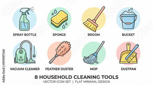 School and Office Supplies Vector Icon Pack – Notebook, Book, Paperclip, File Folder, Pen, Pencil, Ruler, Stapler – Stationery Tools Cartoon Vector Illustrations