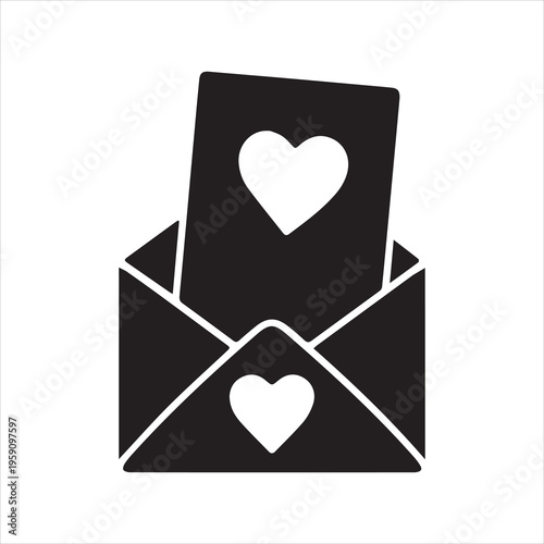 Valentine Love Letters silhouette vector art illustration on white background