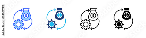 Financial Multi Style Icon Set Vector 