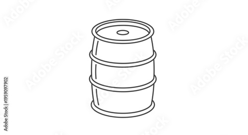 Simple Line Drawing of a Beer Keg