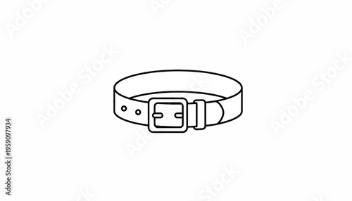 Simple Line Drawing of a Belt with Buckle