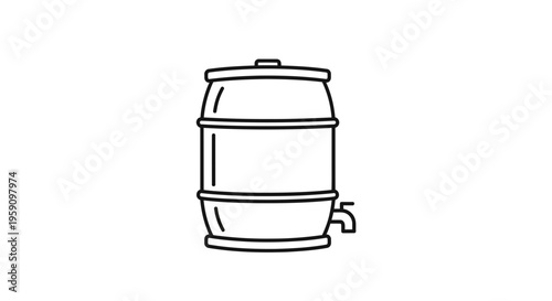 Simple Line Art Icon of a Barrel with a Tap