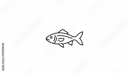 Simple Line Art Icon of a Fish, Minimalist Vector Illustration