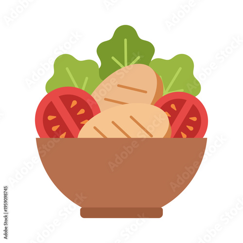 Grilled Chicken Salad Bowl Healthy Protein Meal Fresh Vegetables Balanced Diet Food