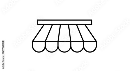 Simple Black and White Icon of a Shop Awning or Store Canopy