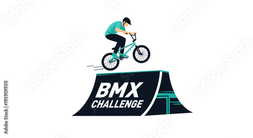 Exciting BMX Rider Performing Tricks on Jump Ramp Graphic