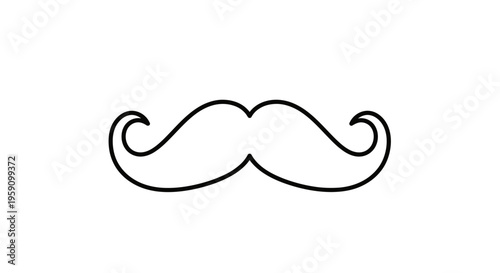 Simple Black Mustache Icon Outline, Classic Gentleman's Facial Hair Graphic