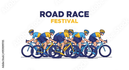 Exciting Road Race Festival Featuring Cyclists in Dynamic Competition