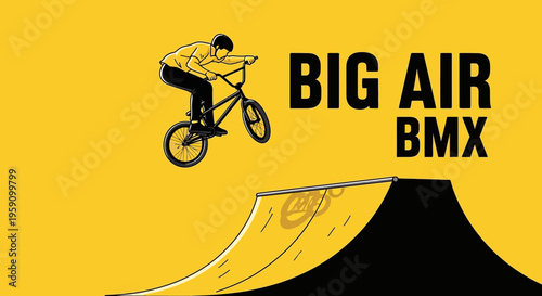 Extreme Bmx Rider Soaring High With Big Air On A Ramp For Thrill Sports