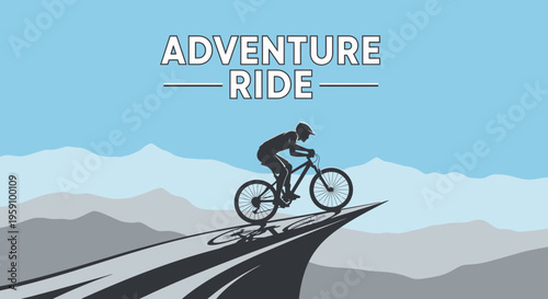 Extreme Mountain Biking Adventure Ride Over Rocky Cliff Edge
