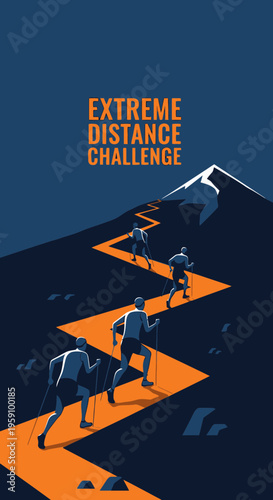 Extreme Mountain Trail Runners Ascend Challenging Peak