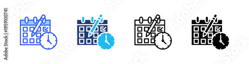 Schedule Multi Style Icon Set Vector 