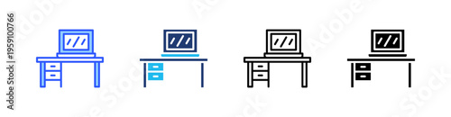 Desk Multi Style Icon Set Vector 