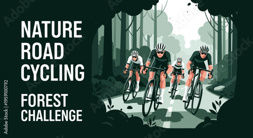 Forest Road Cycling Challenge: A Group of Cyclists Enjoying Nature's Beauty in the Forest