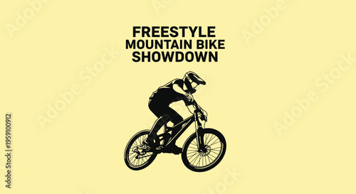 Freestyle Mountain Bike Showdown Silhouette Against A Yellow Background Competition