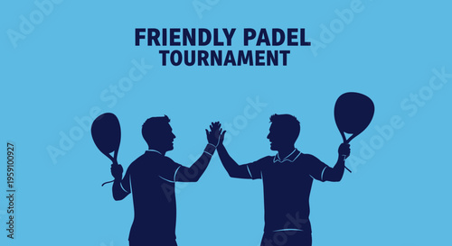 Friendly Padel Tournament Celebration: Handshake Silhouette in Playful Sport Event
