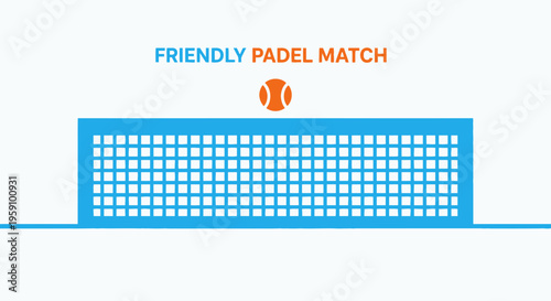 Friendly Padel Match Graphic With Ball And Net