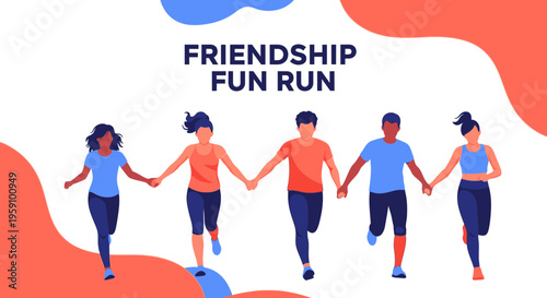 Friendship Fun Run: A Group Of Friends Enjoying The Joy Of Running Together Outdoors